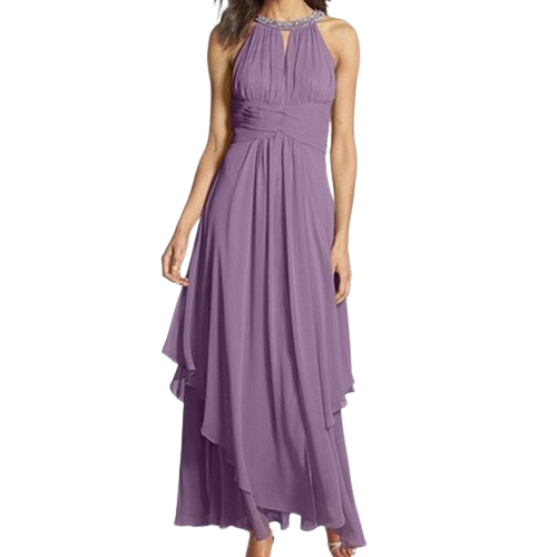 Szyfonowa maxi sukienka w stylu Boho w kolorze brudnego różu