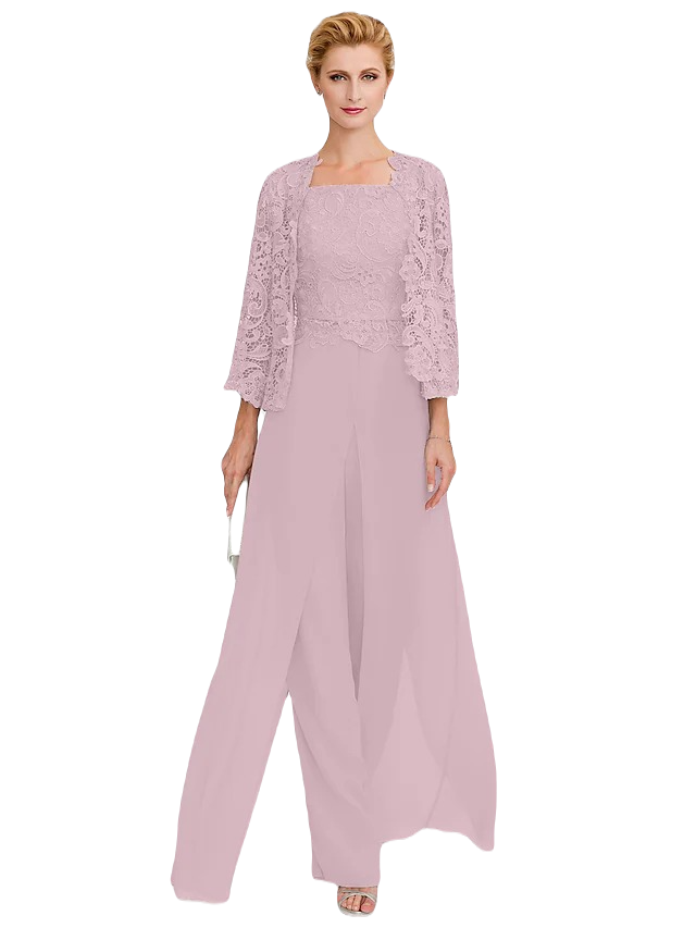 Damski elegancki komplet z koronkową narzutką w kolorze CIEMNY RÓŻ