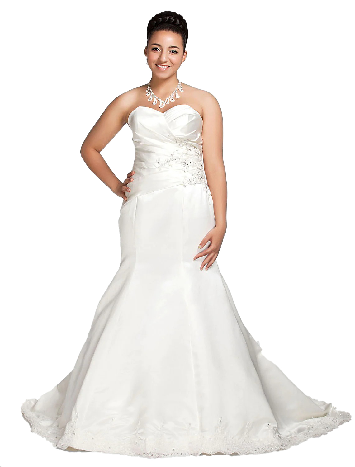 Satynowa suknia ślubna syrenka bez ramiączek