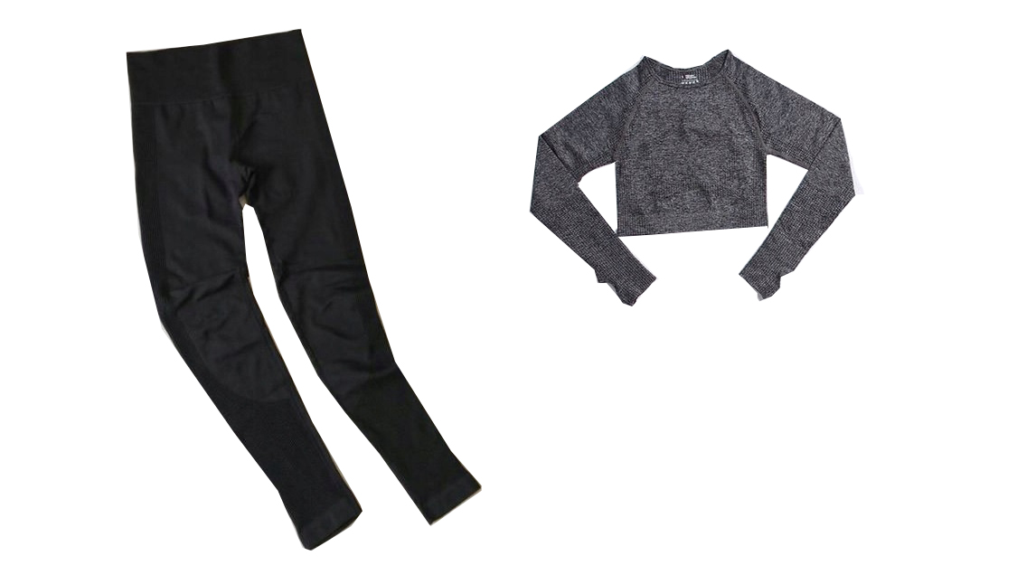 3-Częściowy komplet fitness czarno-szary