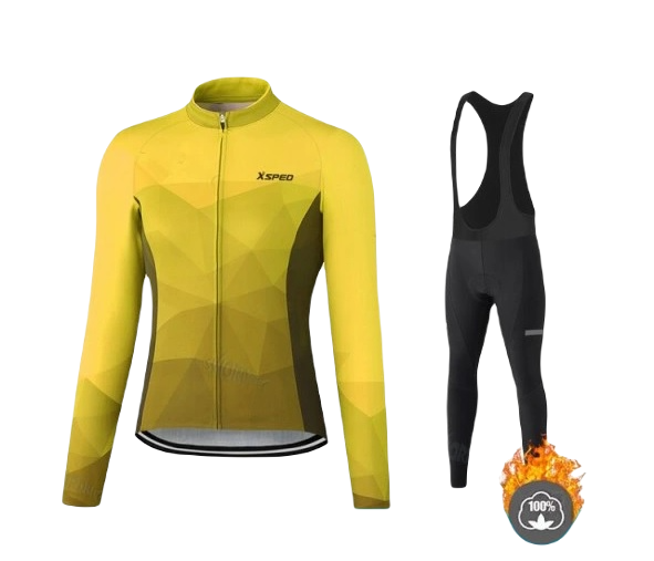 Zimowy Komplet Rowerowy Ocieplana Bluza i Spodnie na Szelkach