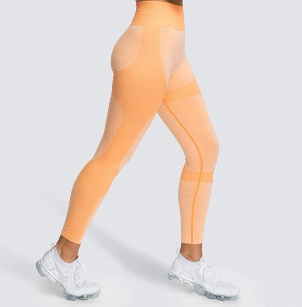 Legginsy fitness bezszwowe pomarańczowe - obrazek 2