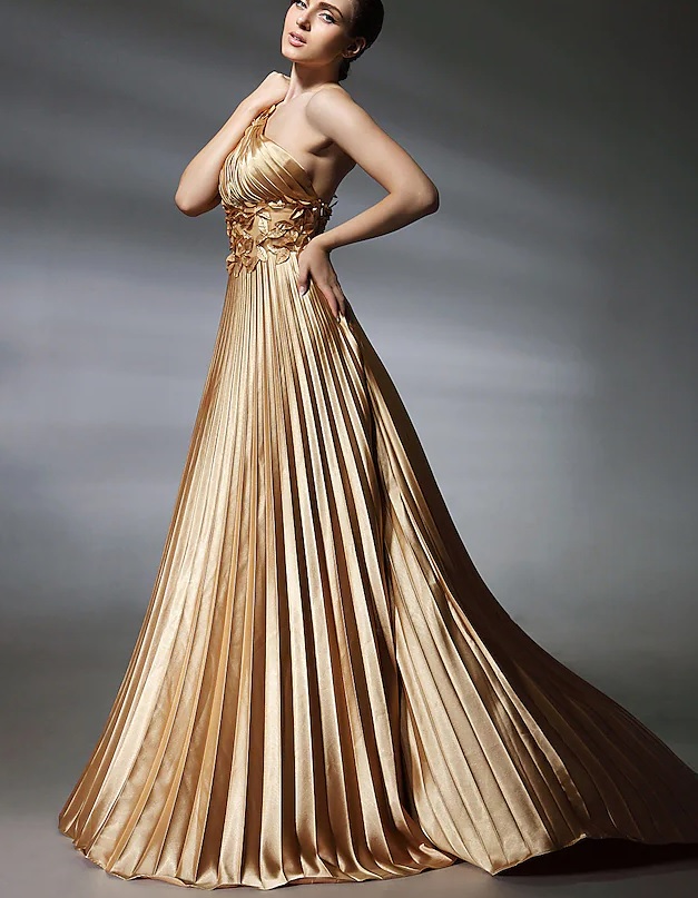 Satynowa suknia na jedno ramię w kolorze Fuksji - obrazek 5