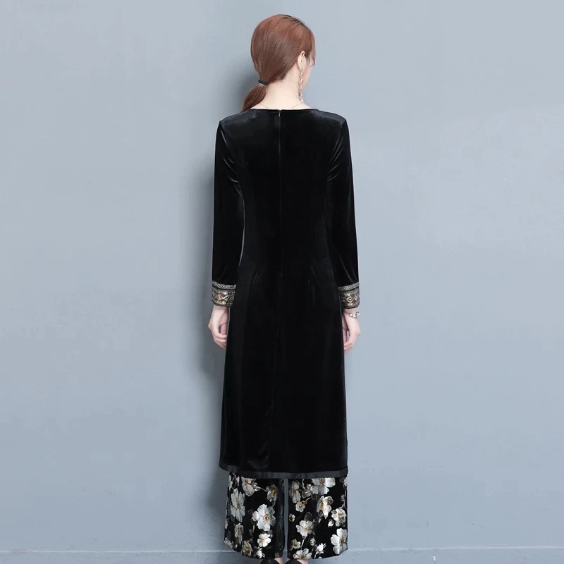 Damska welurowa tunika z rozcięciem - obrazek 4