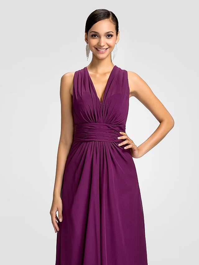 Damska maxi sukienka szyfonowa róż - obrazek 4