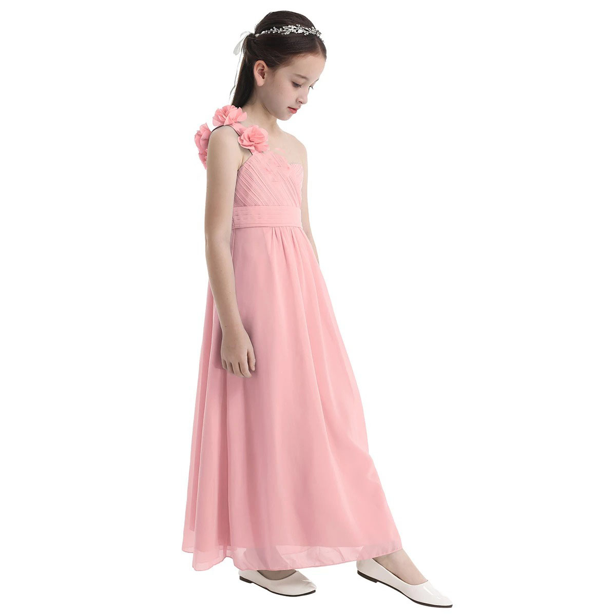 Szyfonowa maxi sukienka dziewczęca - obrazek 2