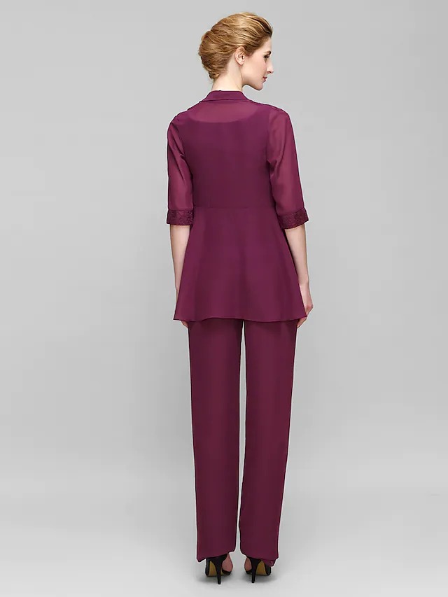 Damski 3-częściowy koronkowy komplet bordowy - obrazek 2