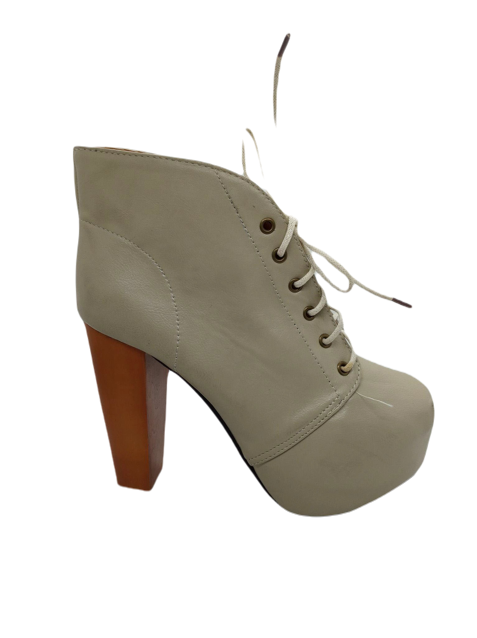 Beżowe botki na platformie ze skóry ekologicznej 22,5cm