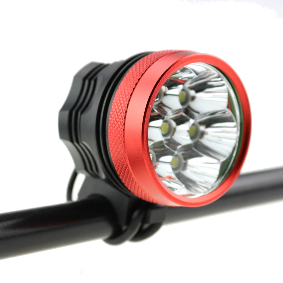 Latarka Rowerowa T6 Czerwona 9000LM - obrazek 2