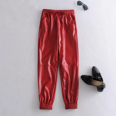 Joggery damskie ze skóry ekologicznej - obrazek 3