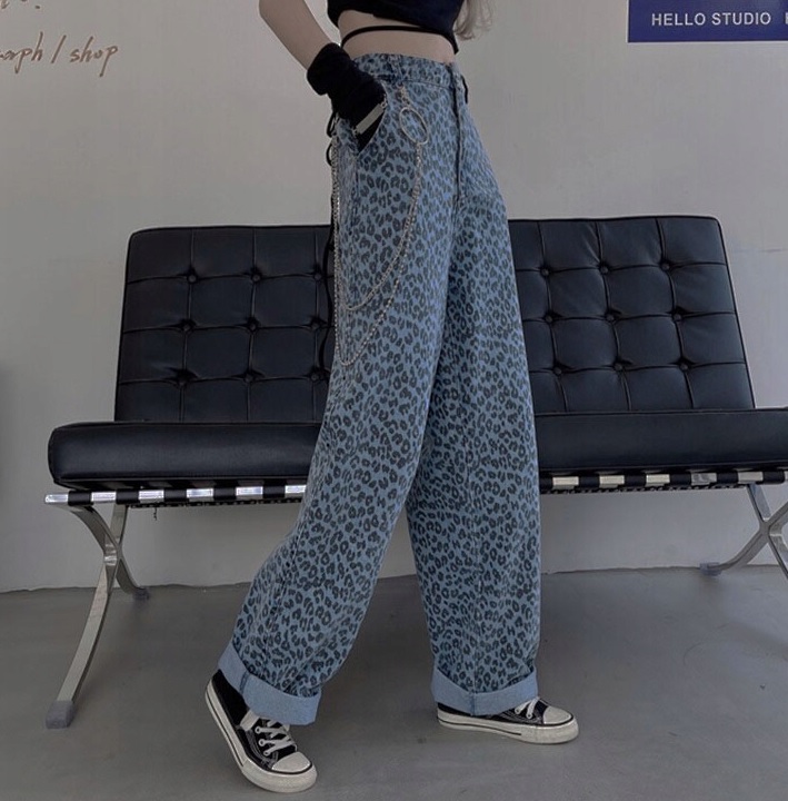 Damskie dżinsowe spodnie w cętki rozm.S - obrazek 2