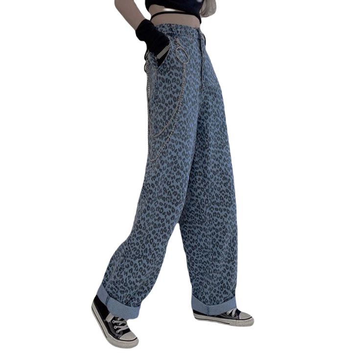 Damskie dżinsowe spodnie w cętki rozm.S