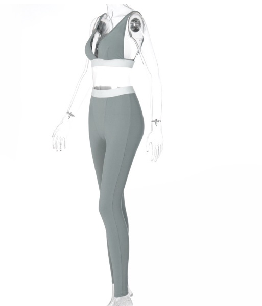 Prążkowany komplet fitness damski rozm. S - obrazek 2