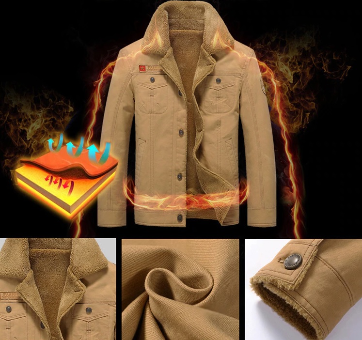 Męska ocieplana wiatrówka z naszywkami - obrazek 3