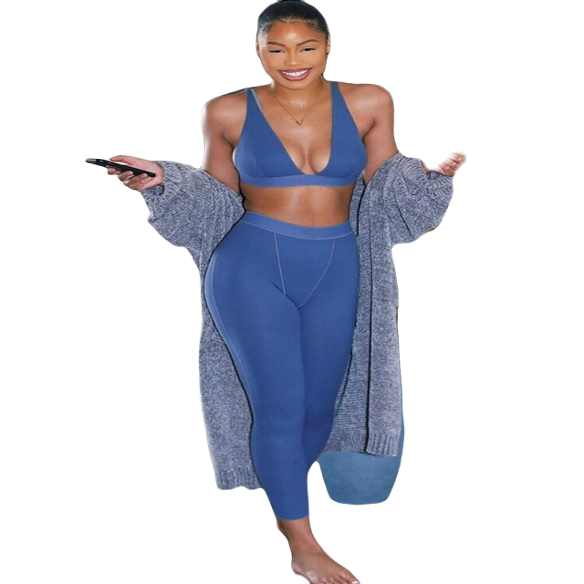 Prążkowany komplet fitness damski rozm. S - obrazek 4