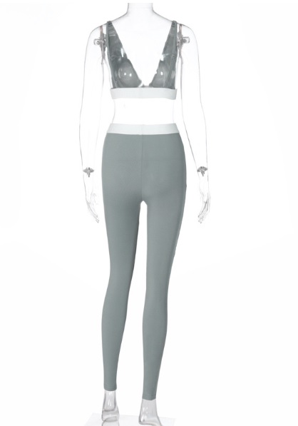 Prążkowany komplet fitness damski rozm. S - obrazek 3