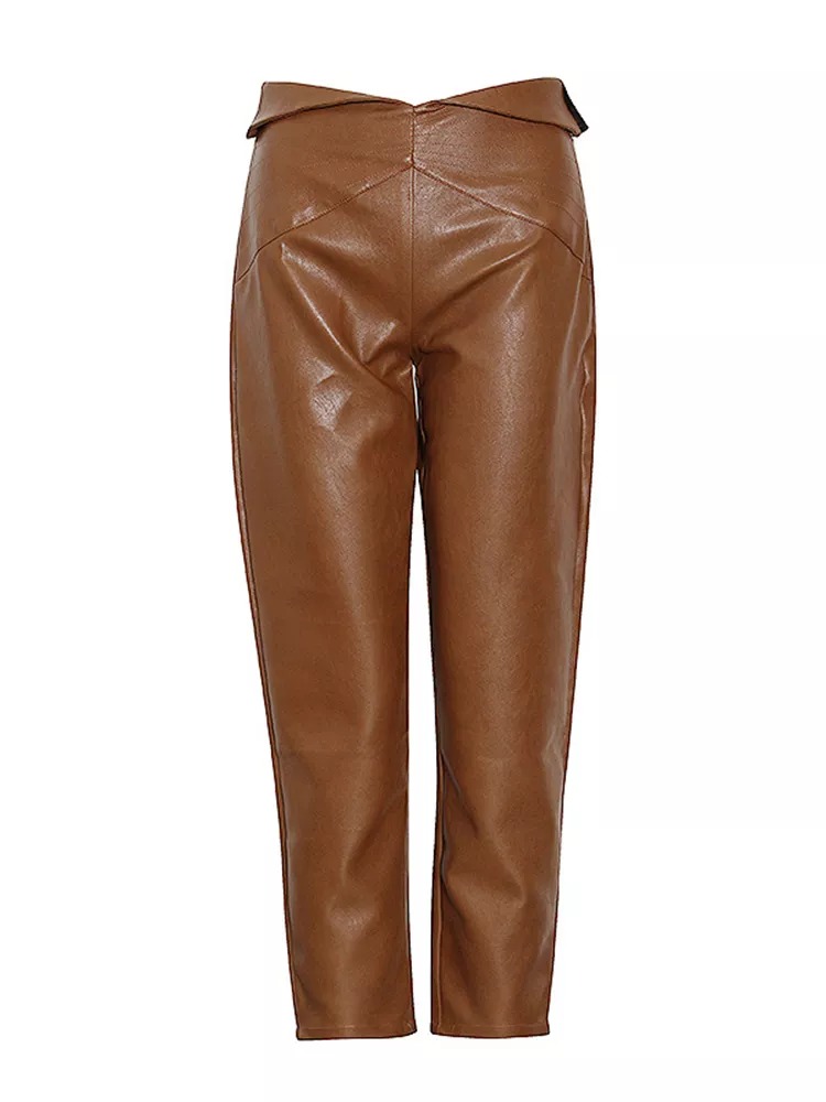 Damskie spodnie 7/8 ze skóry ekologicznej - obrazek 2