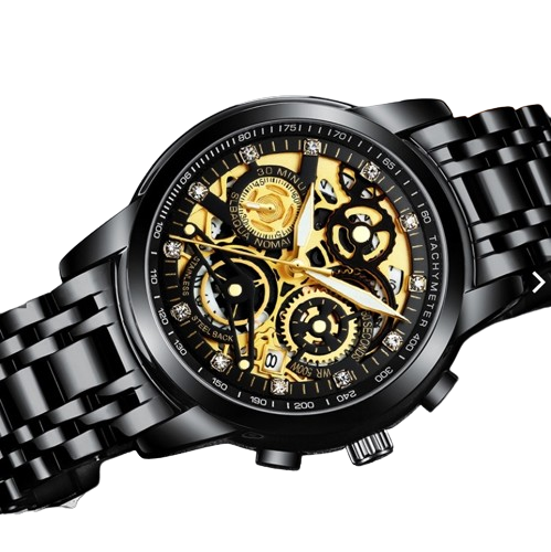 ZEGAREK Kwarcowy NEKTOM Czarno-Złoty