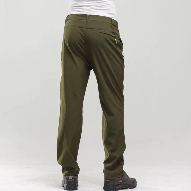 Ocieplane męskie spodnie trekkingowe w kolorze khaki - obrazek 2