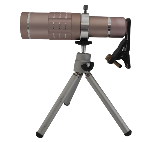 Teleobiektyw do telefonu ze statywem - Różowy