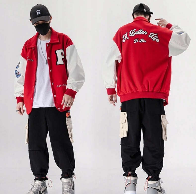 Męska bejsbolówka z naszywkami STREETWEAR KURTKA328 - obrazek 2