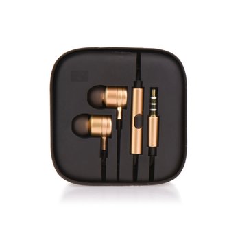 Metalowe słuchawki douszne nylonowy przewód złote - obrazek 2