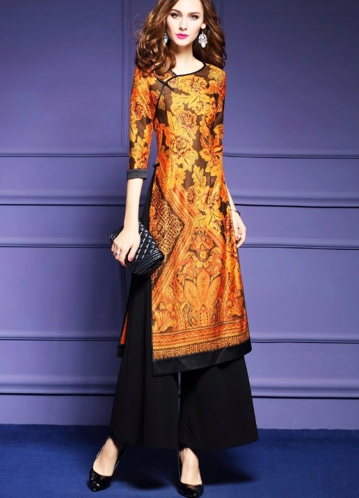 Damska wzorzysta tunika w stylu Azjatyckim 3XL - obrazek 4