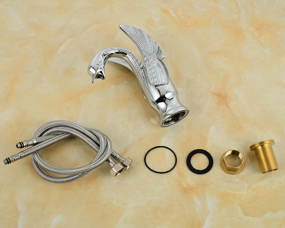 Bateria umywalkowa srebrna 18cm ŁABĘDŹ - obrazek 5