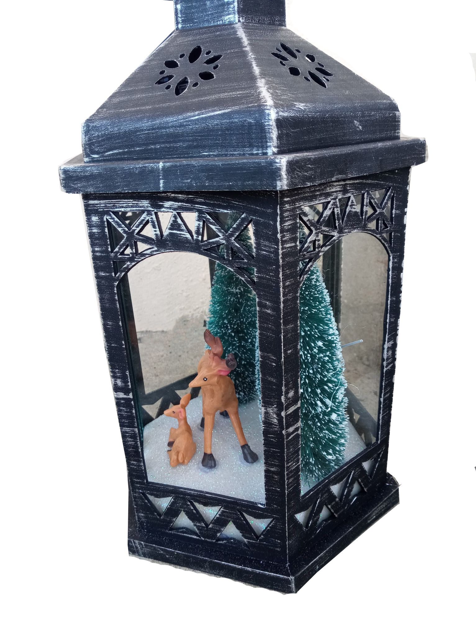 Latarenka lampion LED Sarna śnieg - obrazek 2