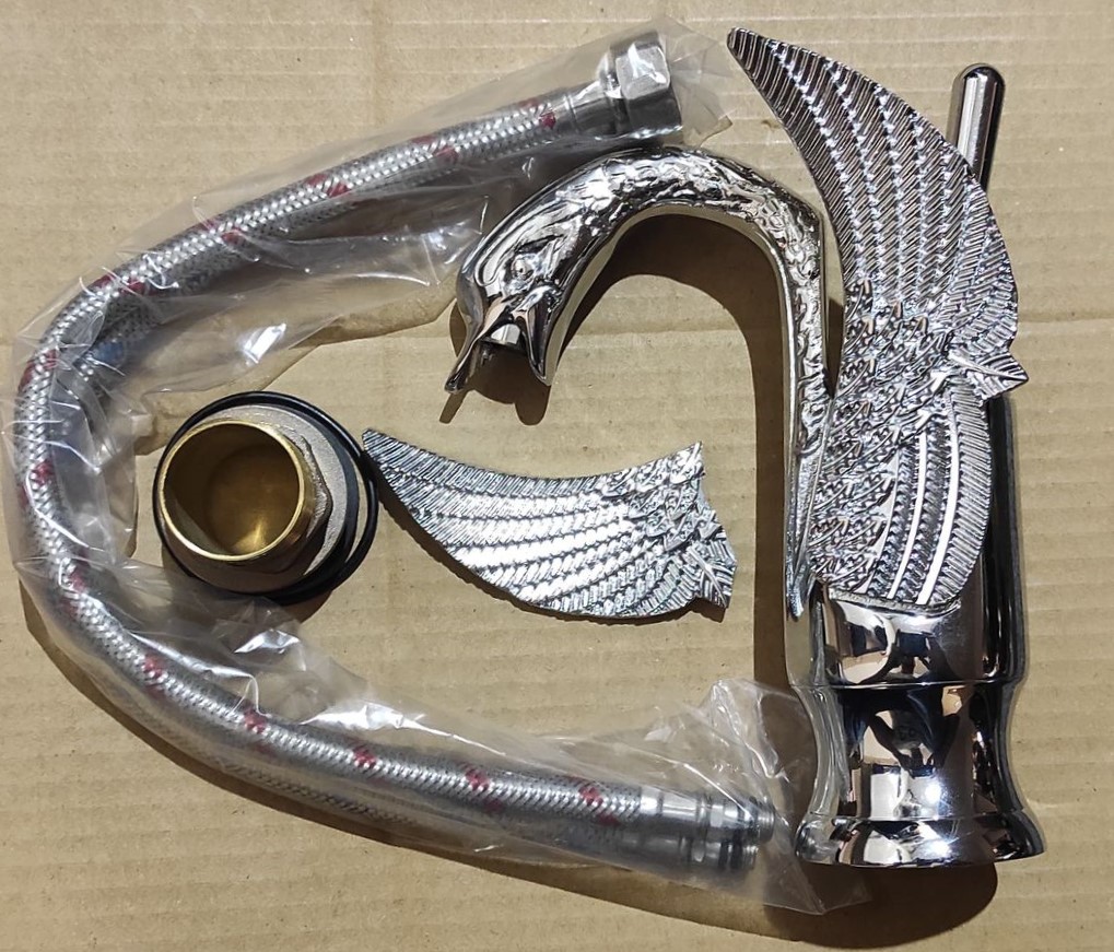 Bateria umywalkowa srebrna 18cm ŁABĘDŹ - obrazek 2