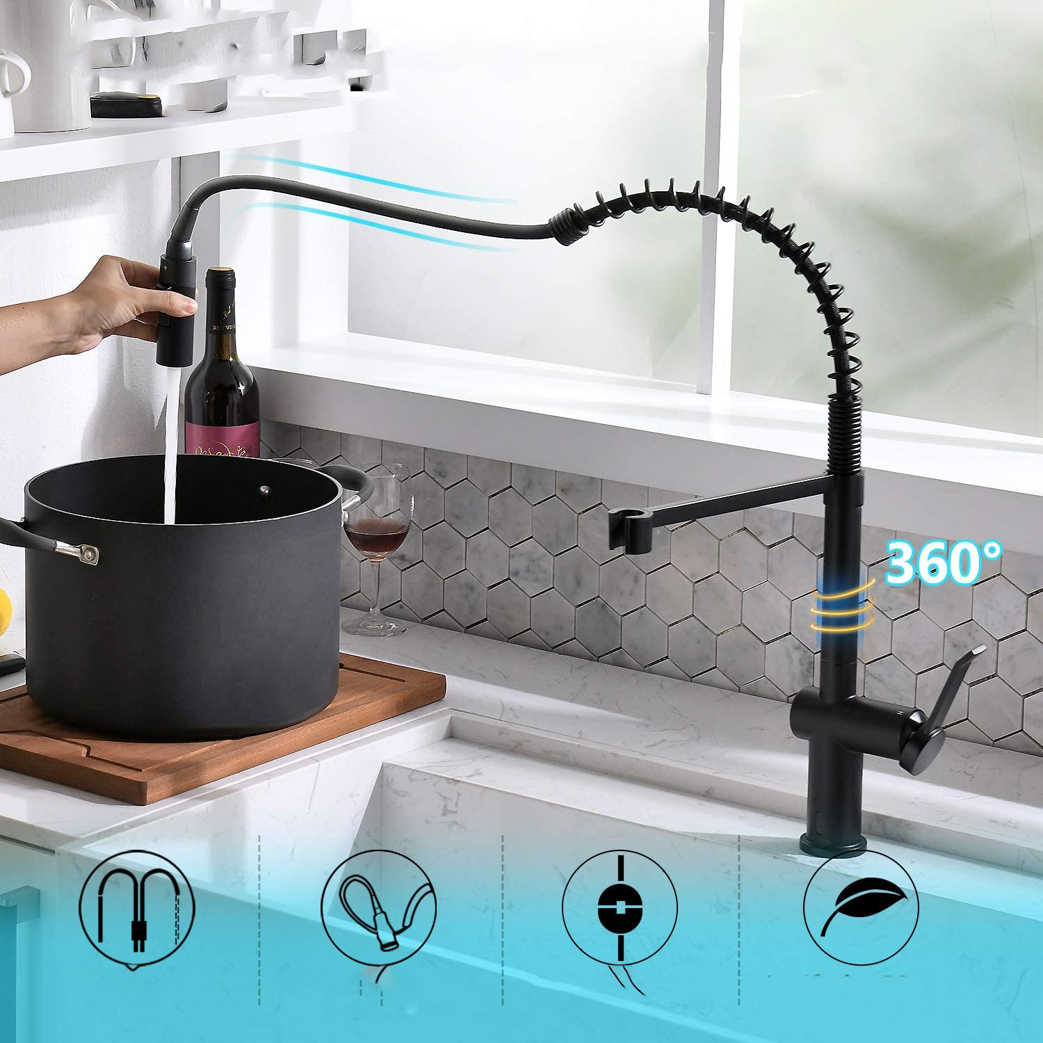 Kran bateria kuchenna APPASO z wyciąganą wylewką - obrazek 7