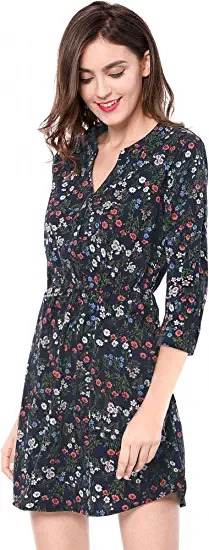 ALLEGRA K Sukienka z rękawem 3/4 ze wzorem kwiatowym - obrazek 2