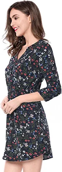 ALLEGRA K Sukienka z rękawem 3/4 ze wzorem kwiatowym - obrazek 4