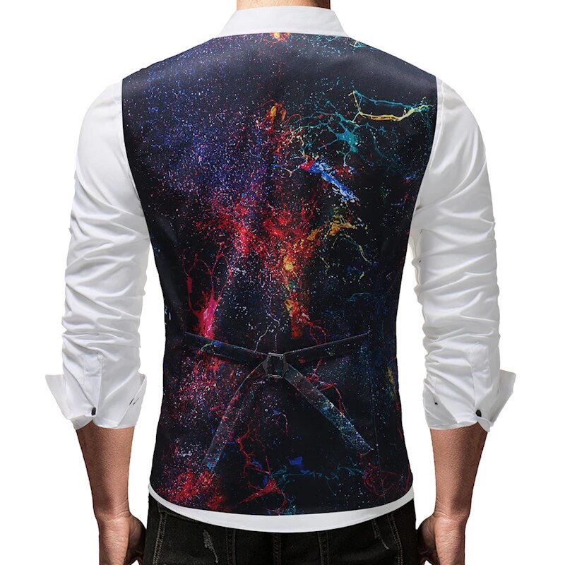 Jednorzędowa kamizelka klasyczna wielokolorowa - obrazek 3