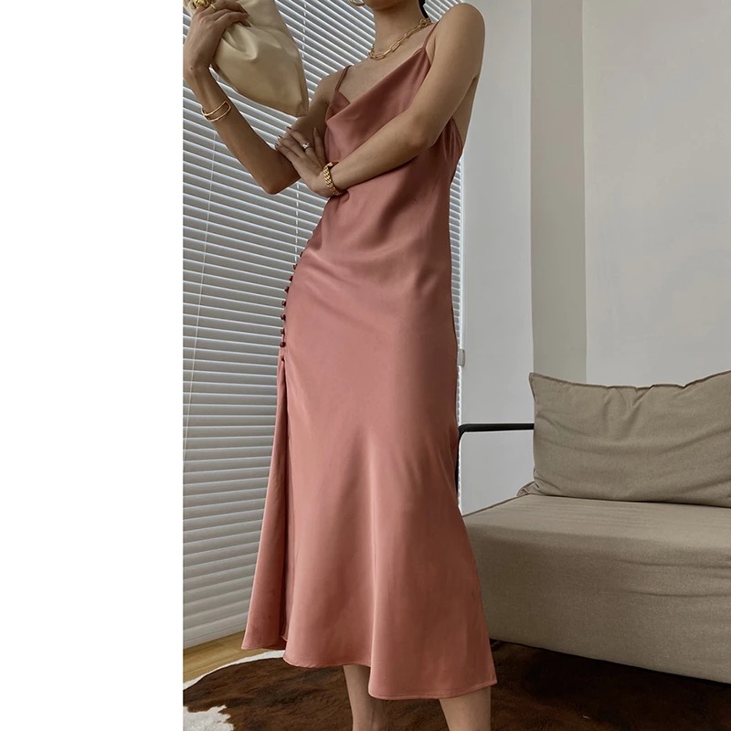 Satynowa midl sukienka w stylu Vintage - obrazek 4