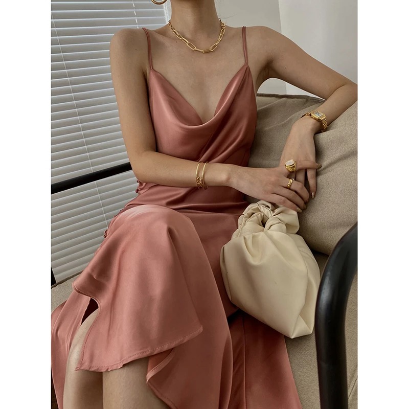 Satynowa midl sukienka w stylu Vintage - obrazek 5