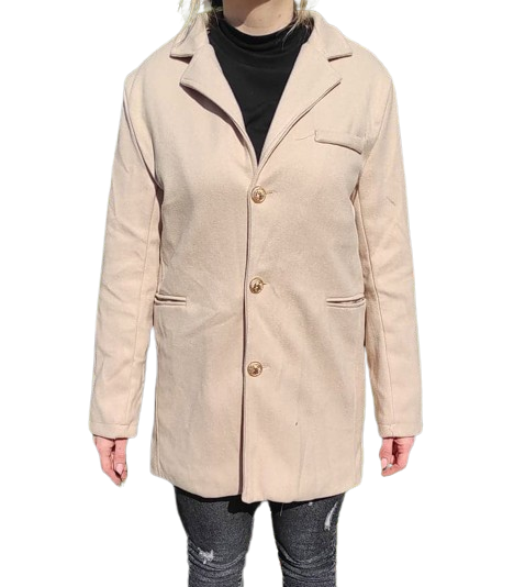 Beżowy płaszcz z kołnierzem