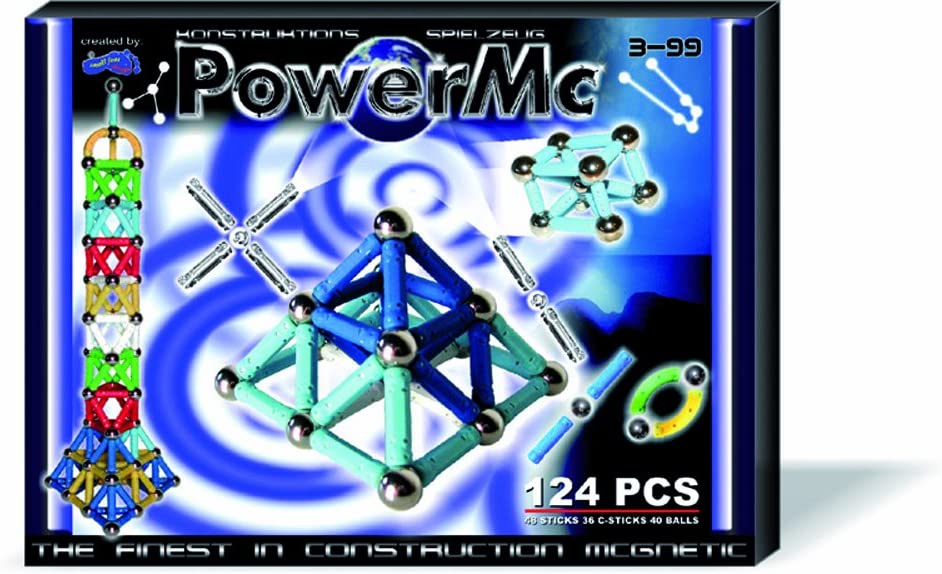 ZESTAW 124 KLOCKÓW - KULKI I PATYCZKI MAGNETYCZNE - TĘCZA