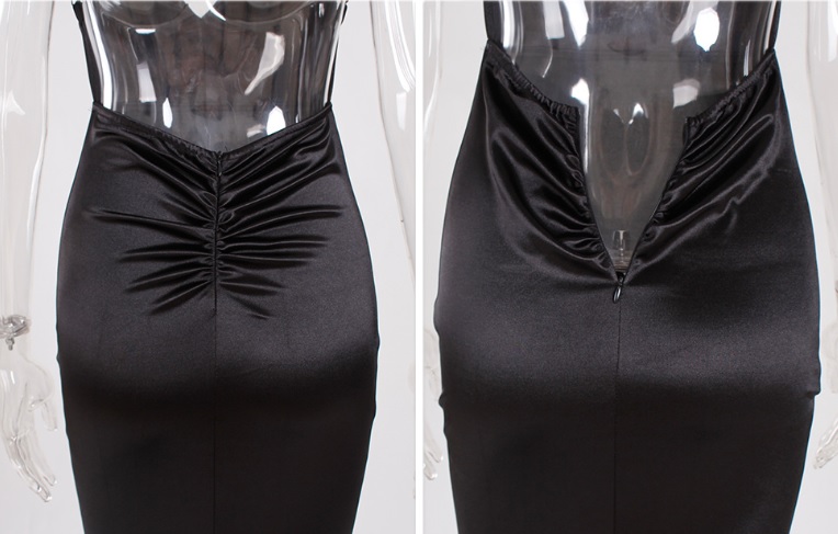 Lateksowa maxi suknia syrenka na ramiączkach - obrazek 3