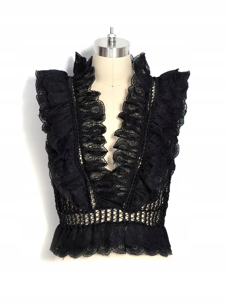 CHARMING TREND Koronkowa damska bluzka z falbanami