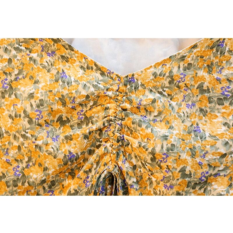 Kwiatowa sukienka Vintage z krótkim rękawem - obrazek 3