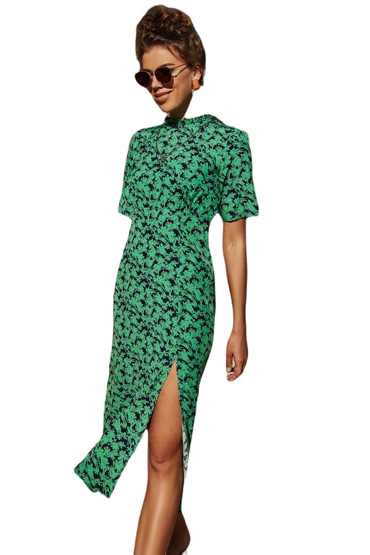 Sukienka damska w kwiaty półgolf