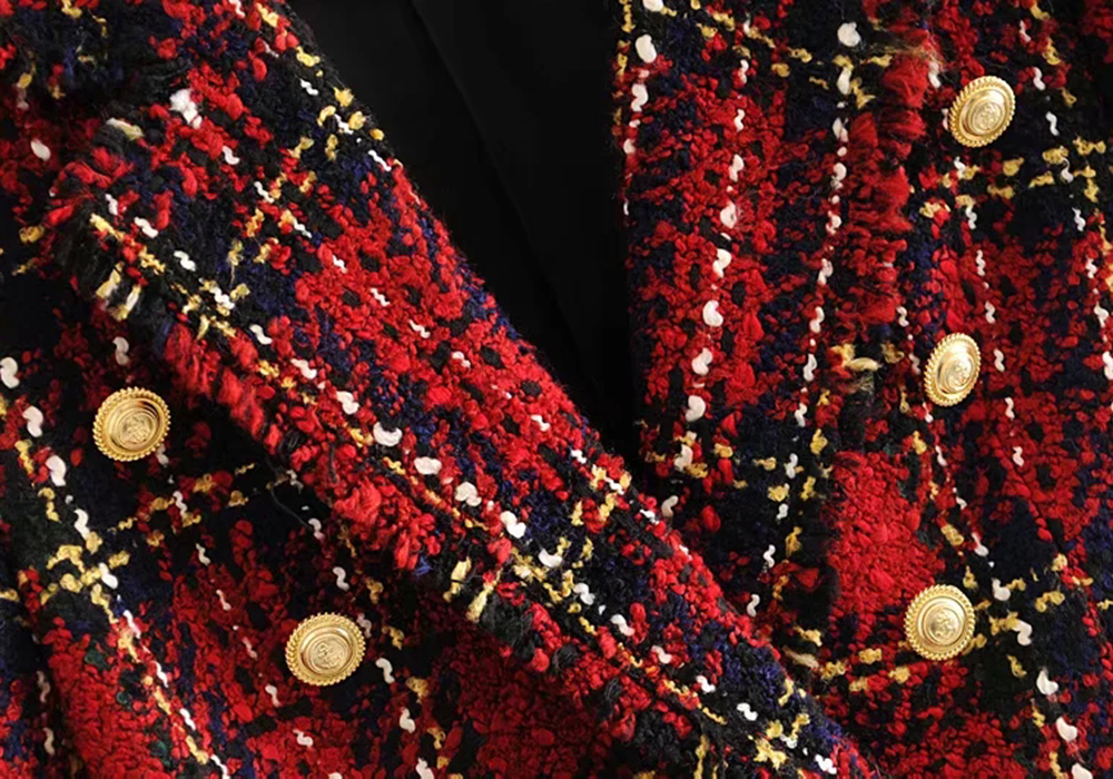 Damska kurtka w stylu vintage tweed - obrazek 4