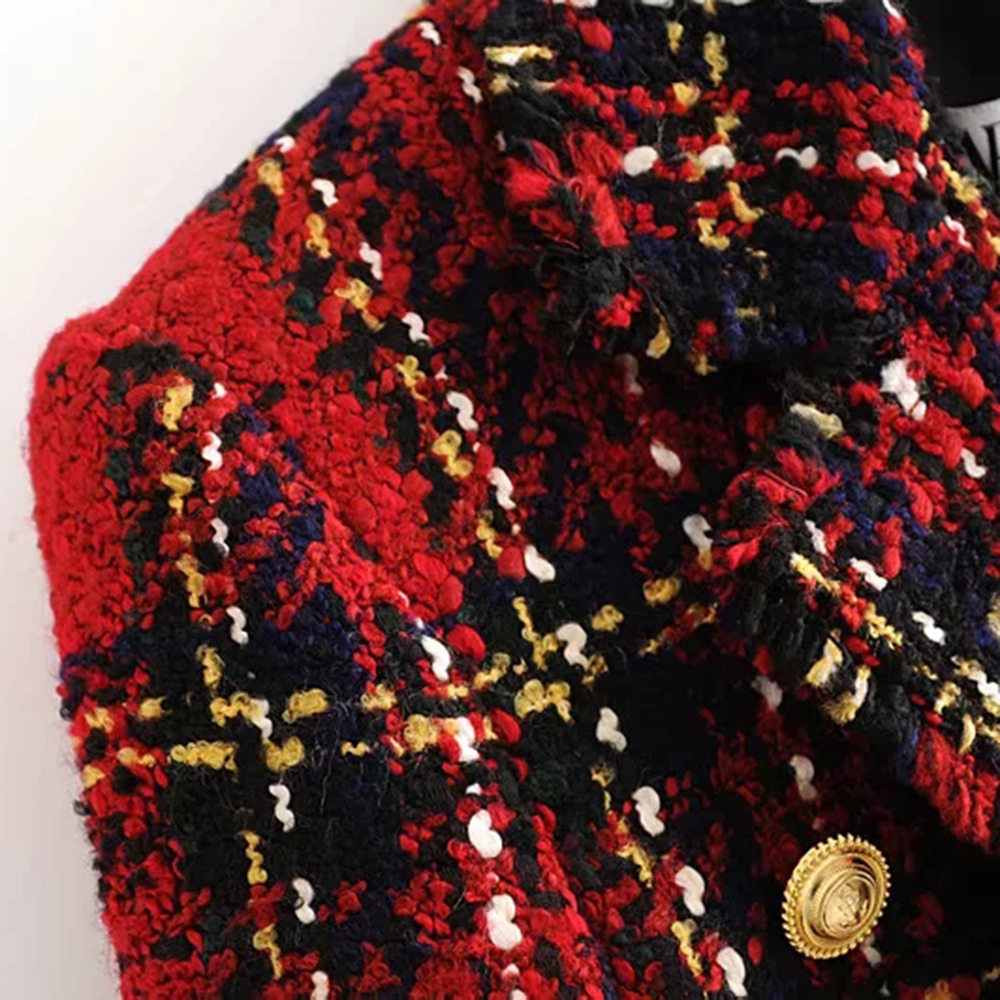 Damska kurtka w stylu vintage tweed - obrazek 5