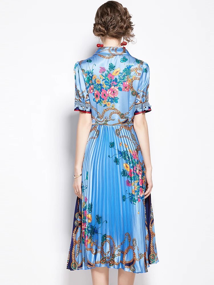 Plisowana midl sukienka z nadrukiem - obrazek 2