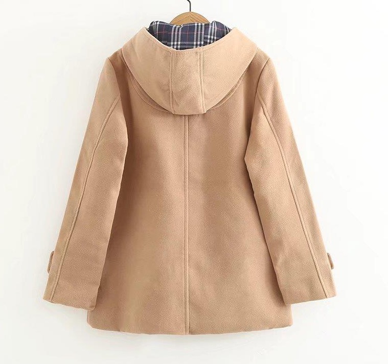 Beżowy płaszcz z kapturem wiosenno- jesienny - obrazek 2