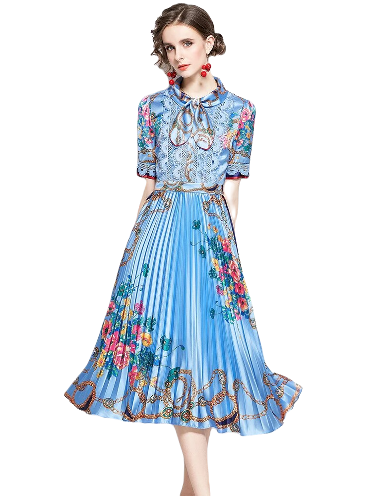 Plisowana midl sukienka z nadrukiem