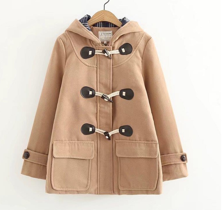 Beżowy płaszcz z kapturem wiosenno- jesienny