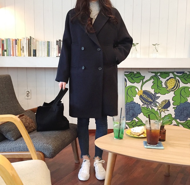 Damski płaszcz casual czarny rozm.M - obrazek 4