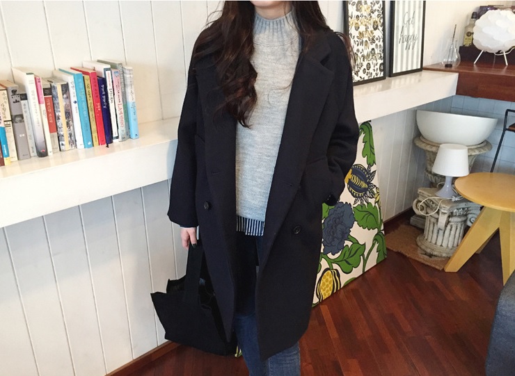 Damski płaszcz casual czarny rozm.M - obrazek 2